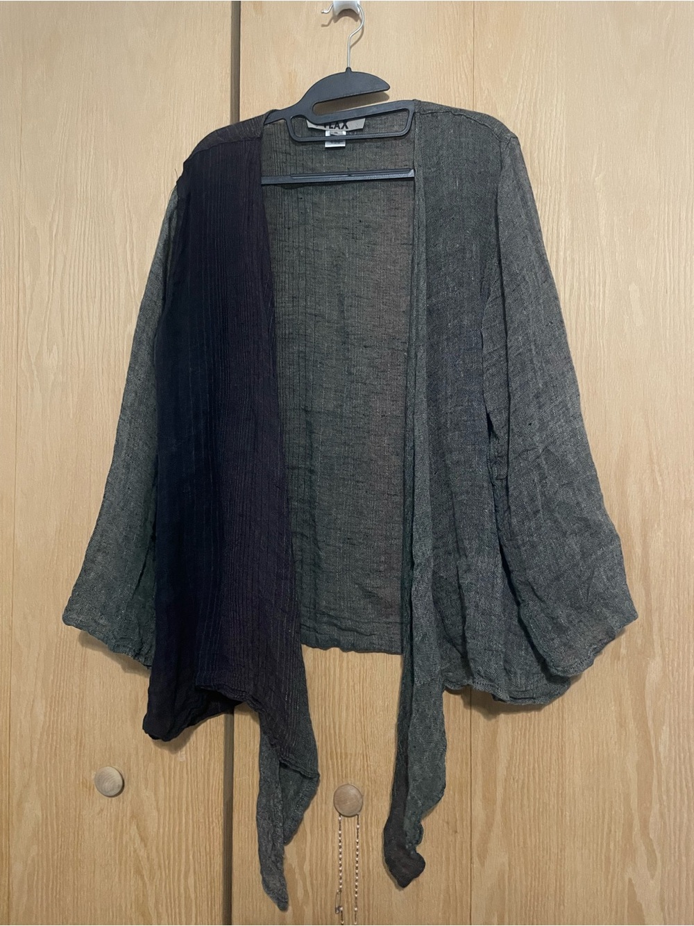 Flax Open-Front Lightweight Cardigan - Gray & Black